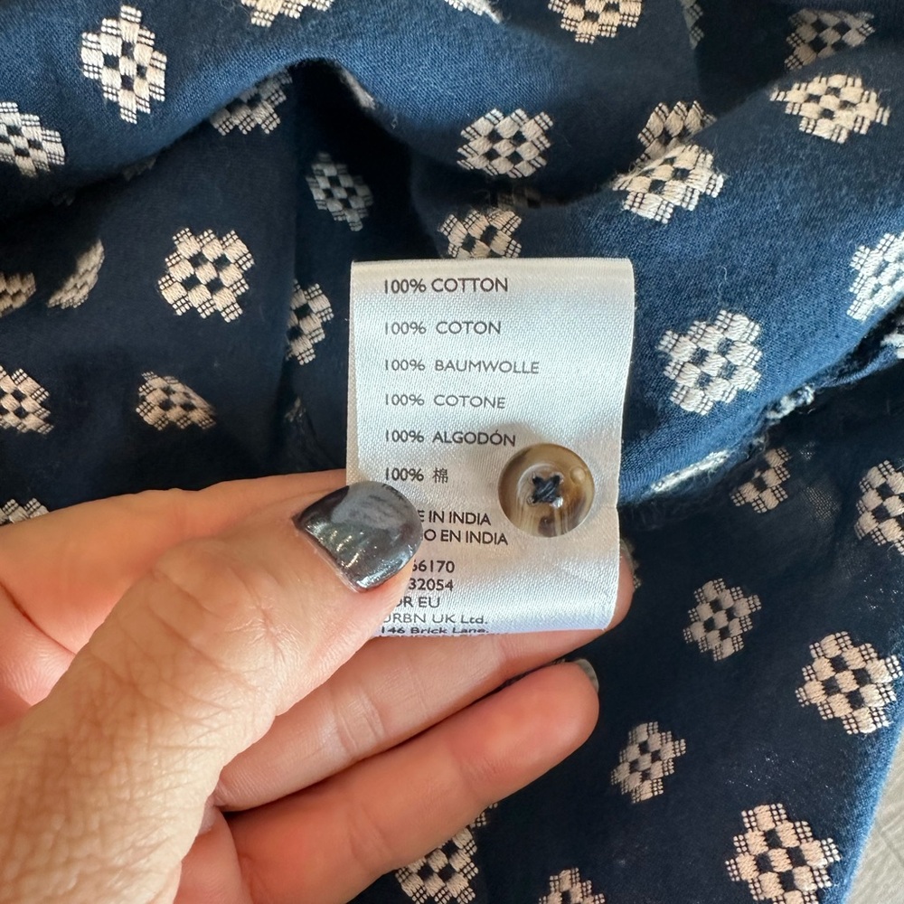 Anthropologie blue and white Dolman Sleeve button up blouse - Picture 11 of 12